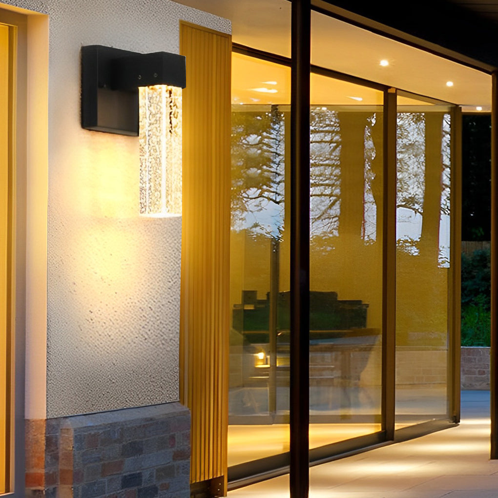 RAVENHURST BLACK CRYSTAL OUTDOOR WALL SCONCE WITH WATER-RESISTANT LED ILLUMINATION