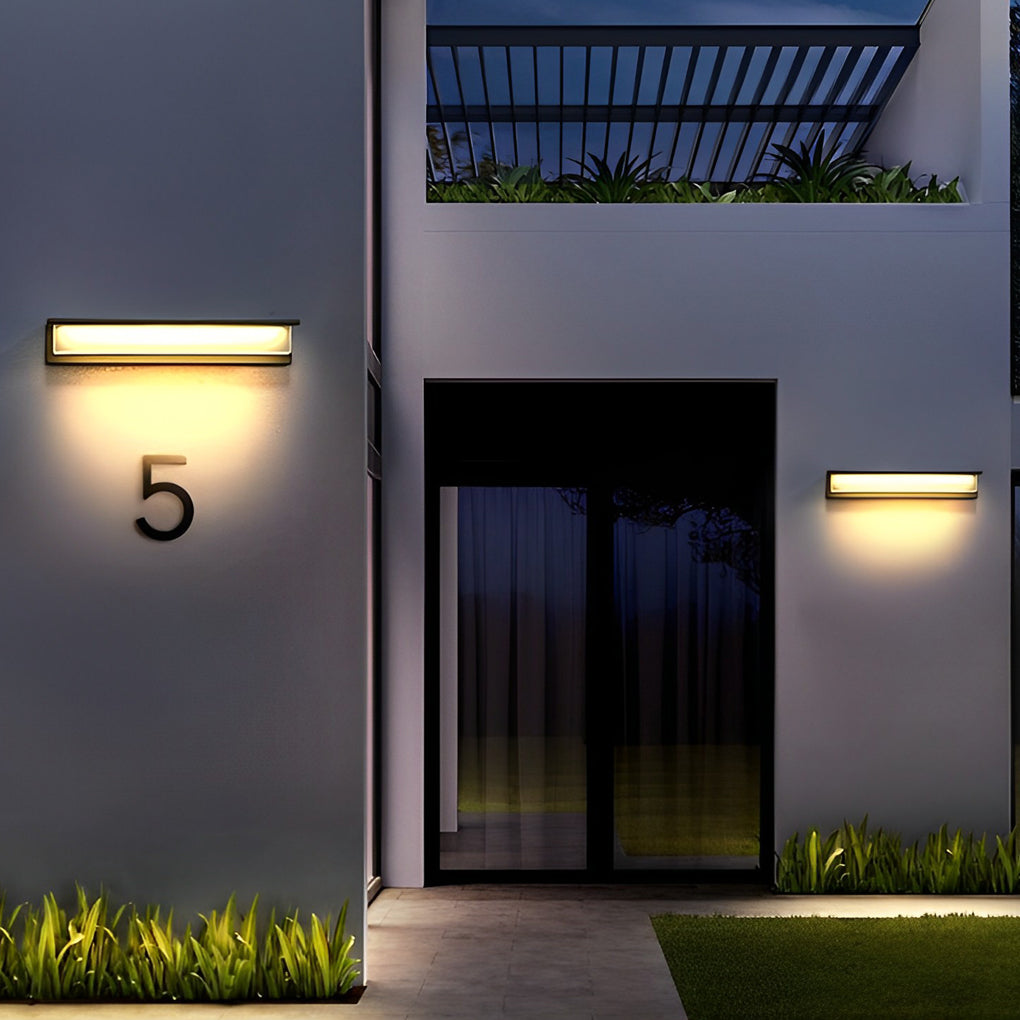 WINTHROP SOLAR-POWERED RECTANGULAR WALL SCONCE WITH WATER-RESISTANT DESIGN