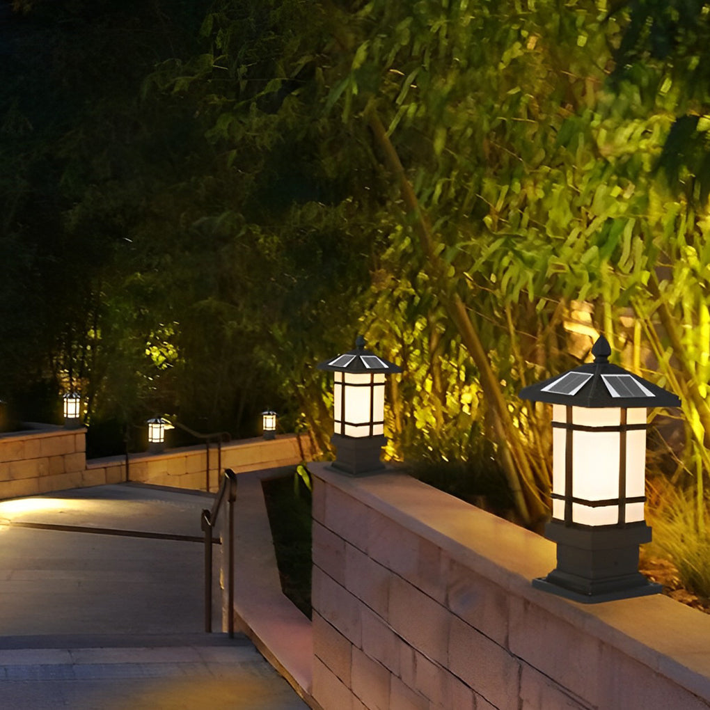 WINTHORPE RUSTIC SOLAR POST LANTERNS WITH REMOTE DIMMING