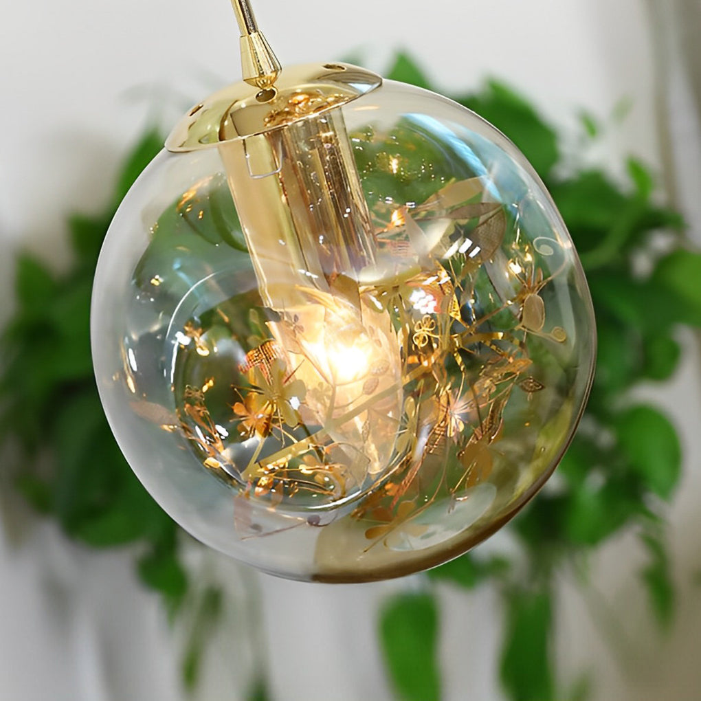 WINDSOR COGNAC CRYSTAL GLOBE ADJUSTABLE CHANDELIER