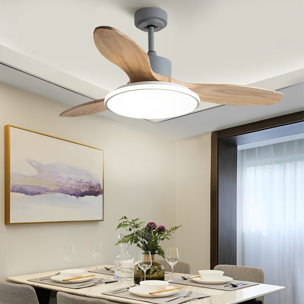 WINDSOR WOODEN TRIO DIMMER CEILING FAN LIGHT WITH REMOTE