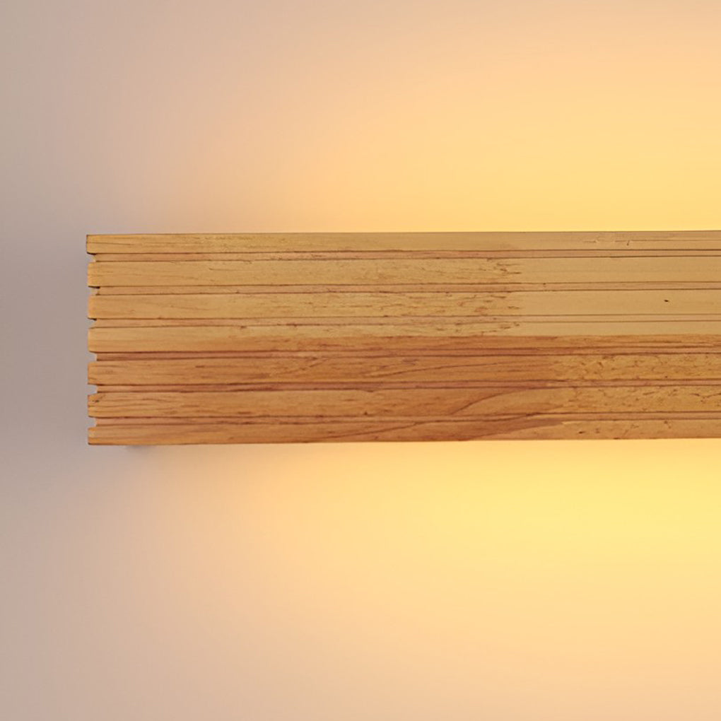 WINTHROP WOODEN RECTANGLE WATER-RESISTANT LED WALL LIGHT WITH MIRROR