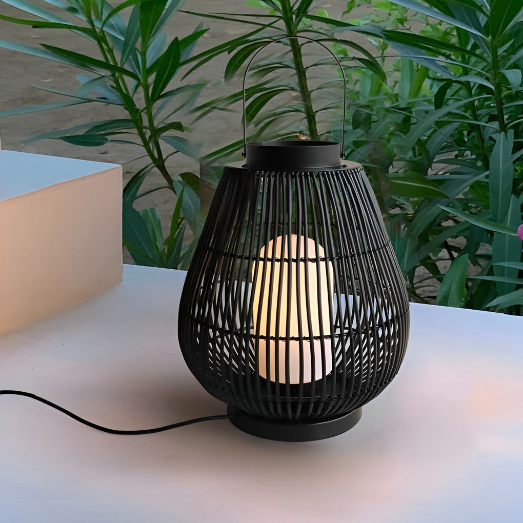RAVENSDALE CHARCOAL IRON WOVEN E27 OUTDOOR PILLAR LANTERN