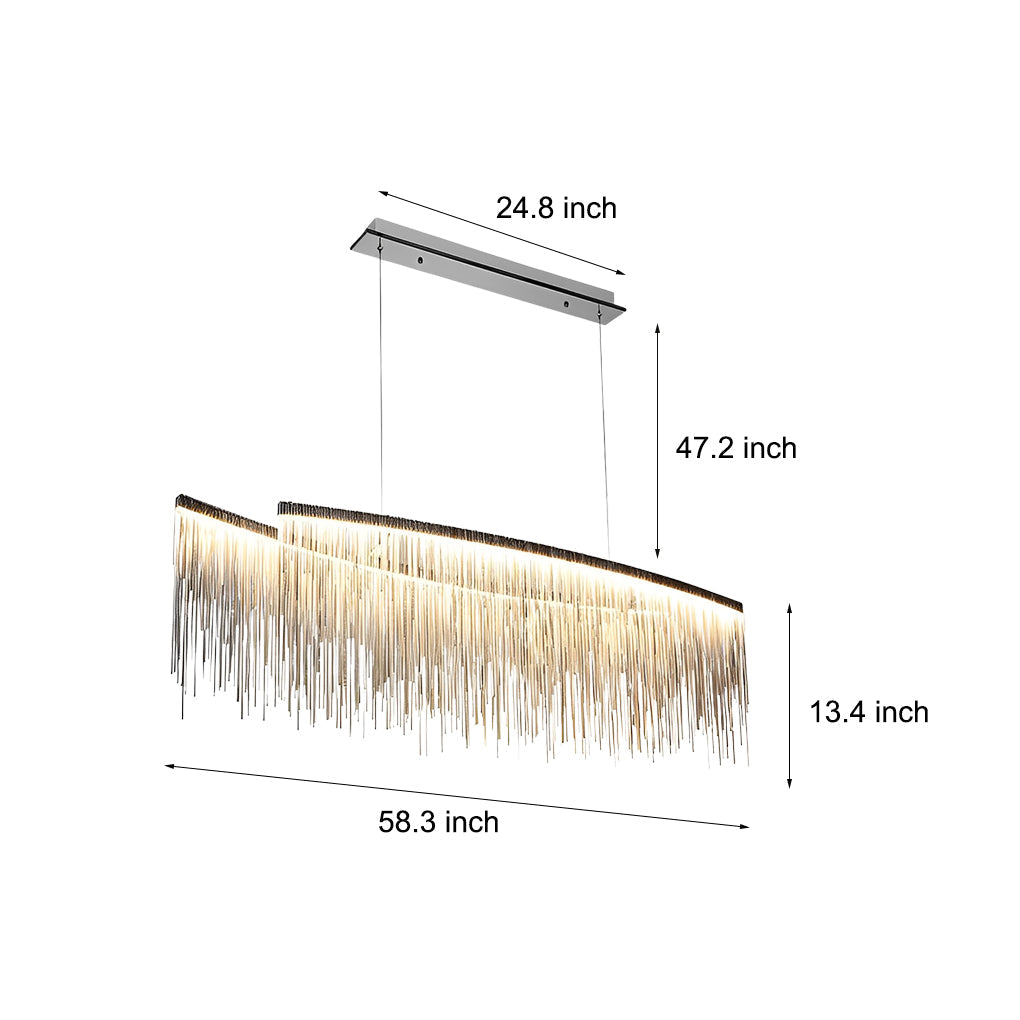 FENWICK ALUMINUM TASSEL LED DINING CHANDELIER
