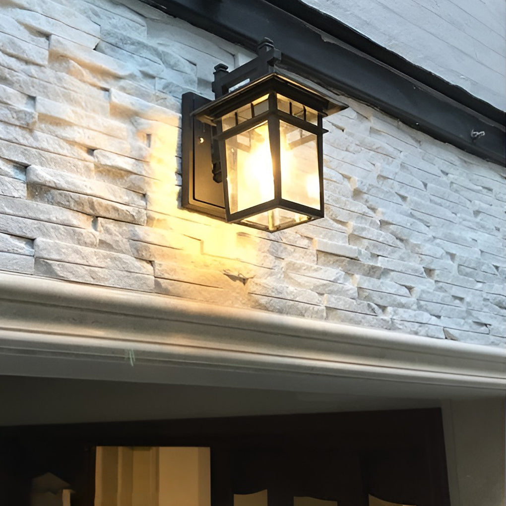 WINDSOR GLASS SHIELD OUTDOOR WALL LANTERN, WEATHER-RESISTANT SCONCE LIGHTING WITHOUT BULB