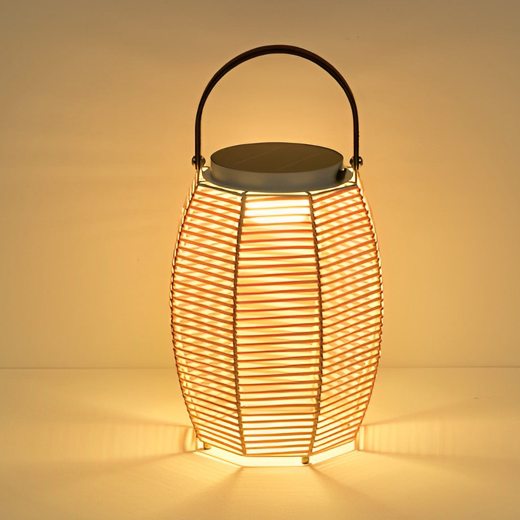 WINDSOR WOVEN SOLAR OUTDOOR LANTERN WITH WATER-RESISTANT DESIGN