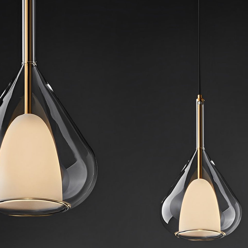 FENWICK AQUA DROPLET DOUBLE-TIERED GLASS PENDANT