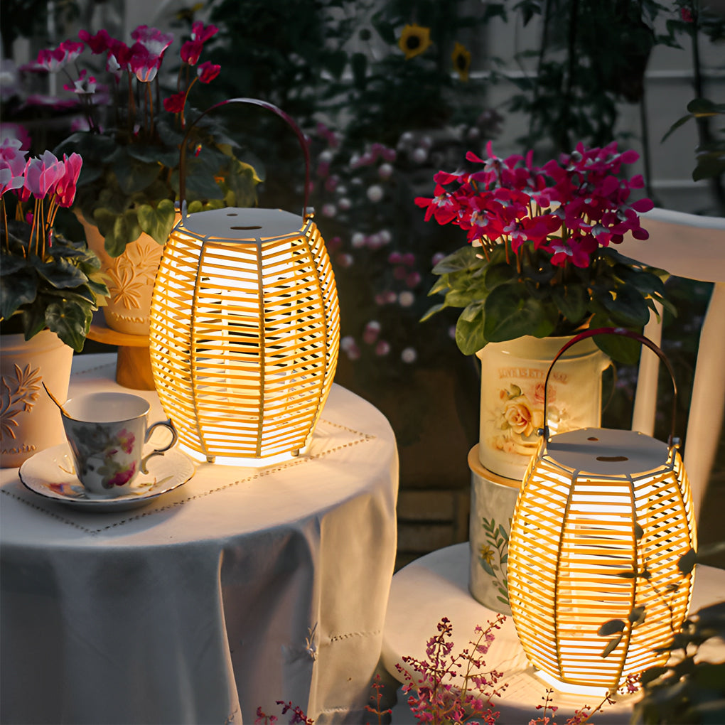 WINDSOR RATTAN SOLAR FLOOR LANTERN - WATER-RESISTANT LED OUTDOOR ILLUMINATION