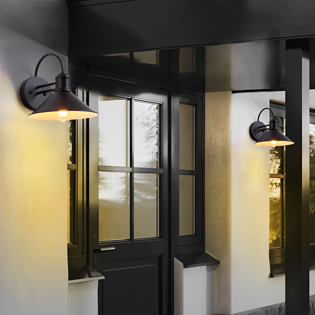 WINDSOR CONE IRON OUTDOOR WALL LIGHTING - VINTAGE INDUSTRIAL WATERPROOF DESIGN