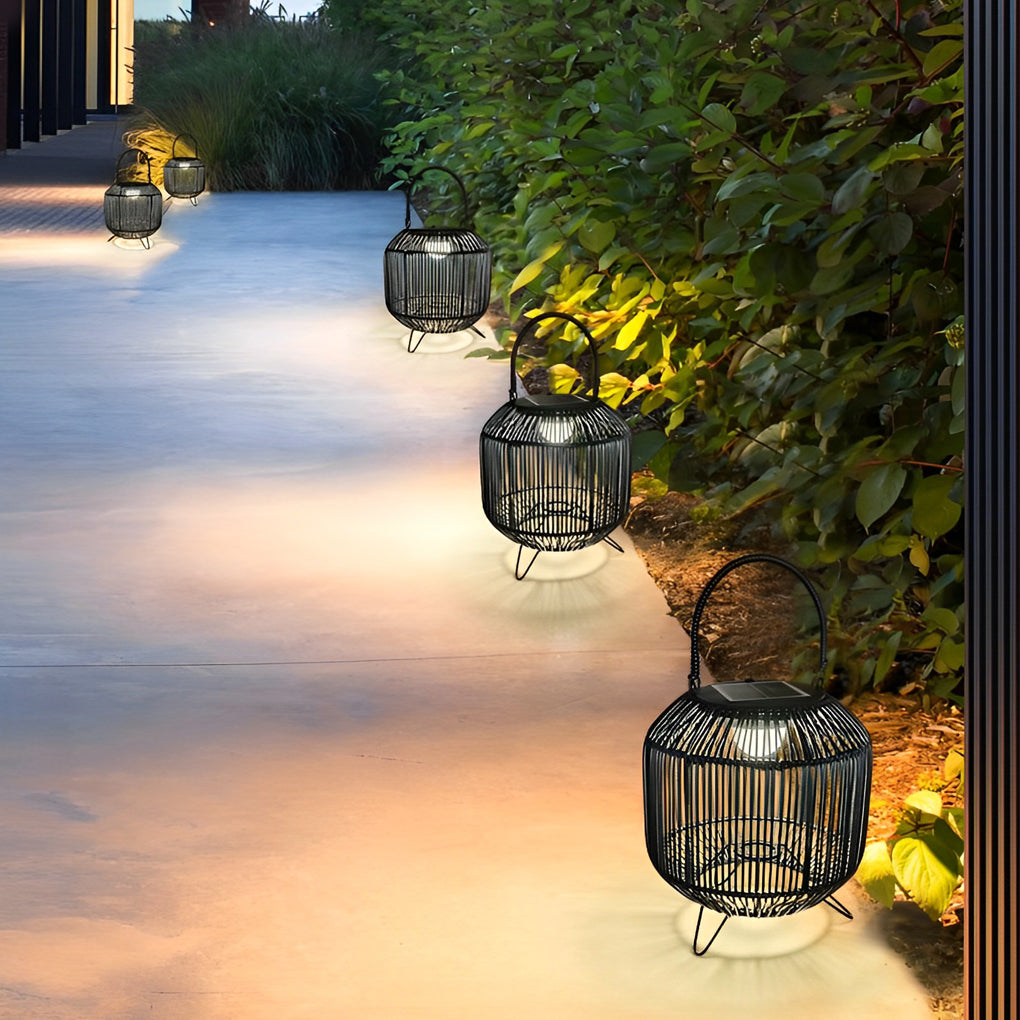 WINTHROP WOVEN SOLAR LANTERN WITH LED GLOW
