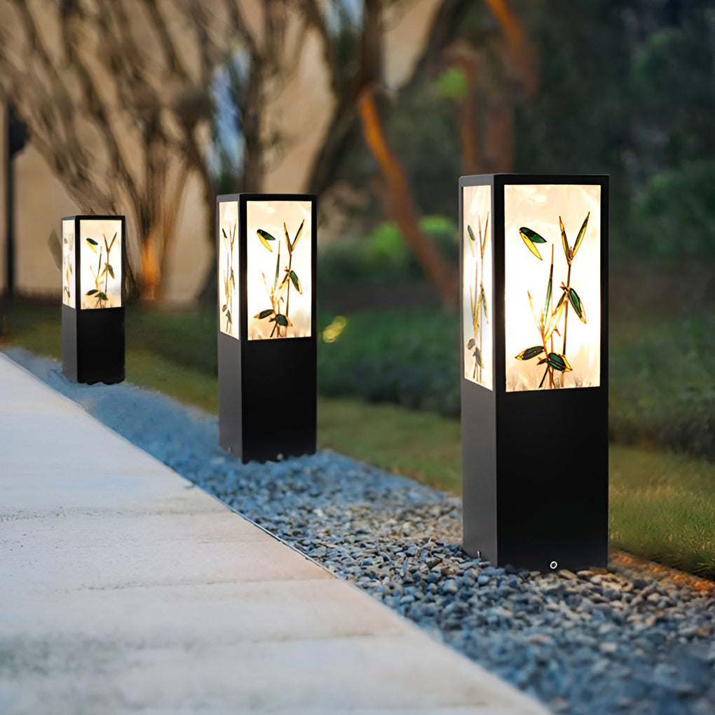 CHARLESTON FLORAL EMBELLISHED SOLAR GARDEN BOLLARD LIGHT