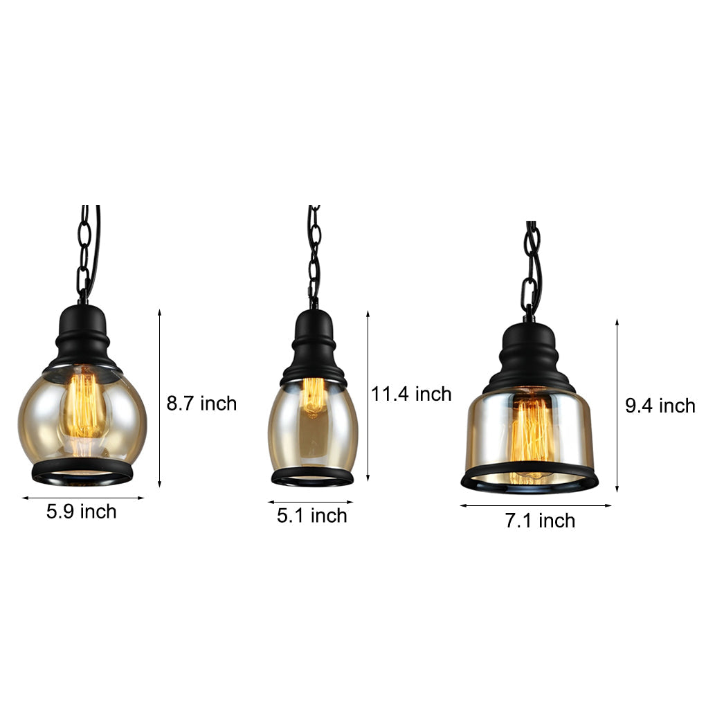 BRACKENHILL AMBER GLASS INDUSTRIAL PENDANT LAMP