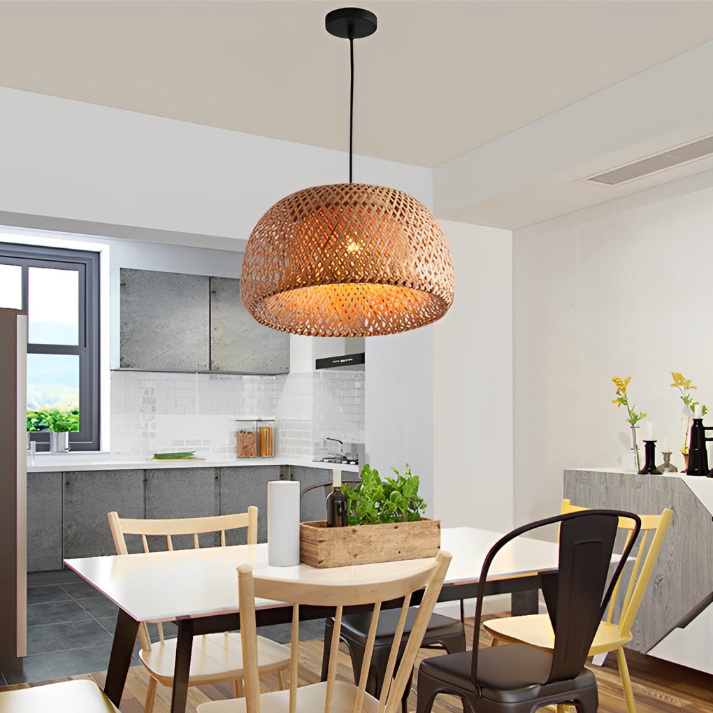WINTERBOURNE HANDCRAFTED BAMBOO LED CHANDELIER WITH TRIPLE DIMMING