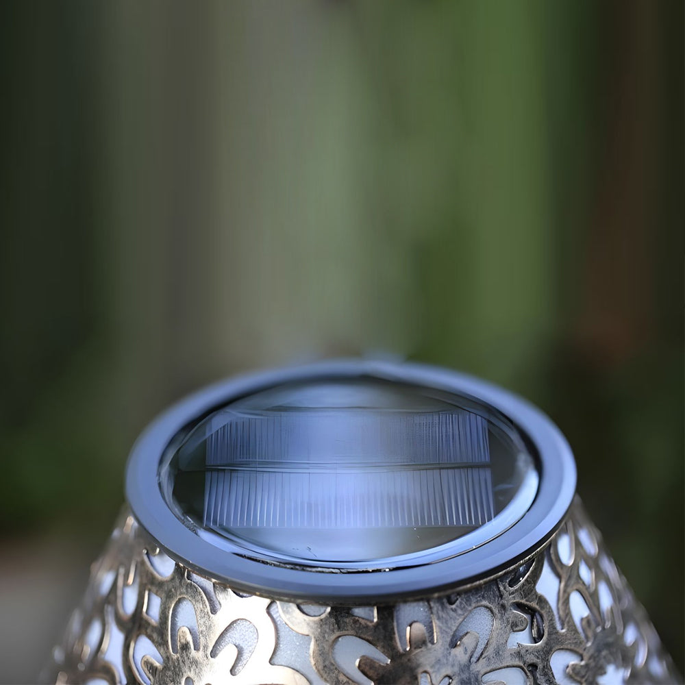 WINDSOR SILVER METAL OUTDOOR SOLAR LANTERN WITH LED ILLUMINATION