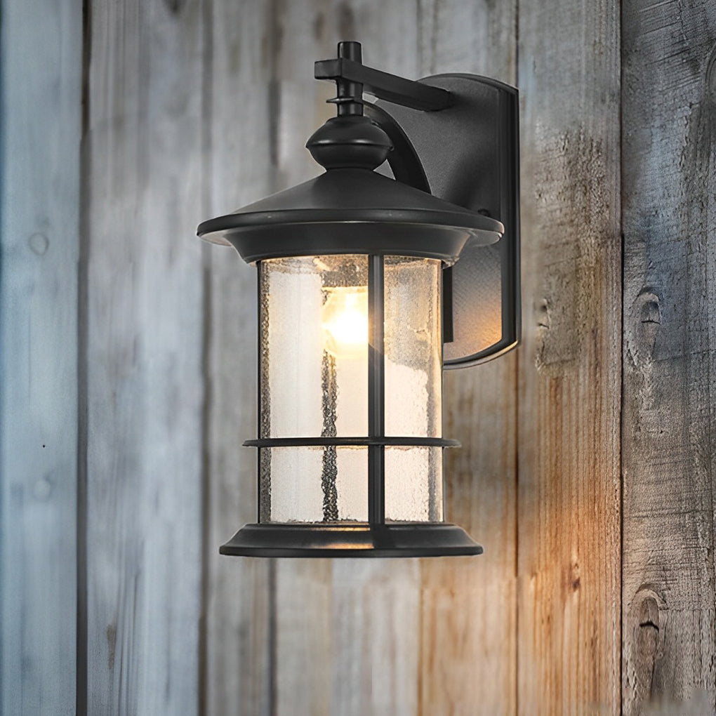 WINTHORPE VINTAGE ALUMINUM GARDEN WALL LIGHT WITH GLASS SHADE