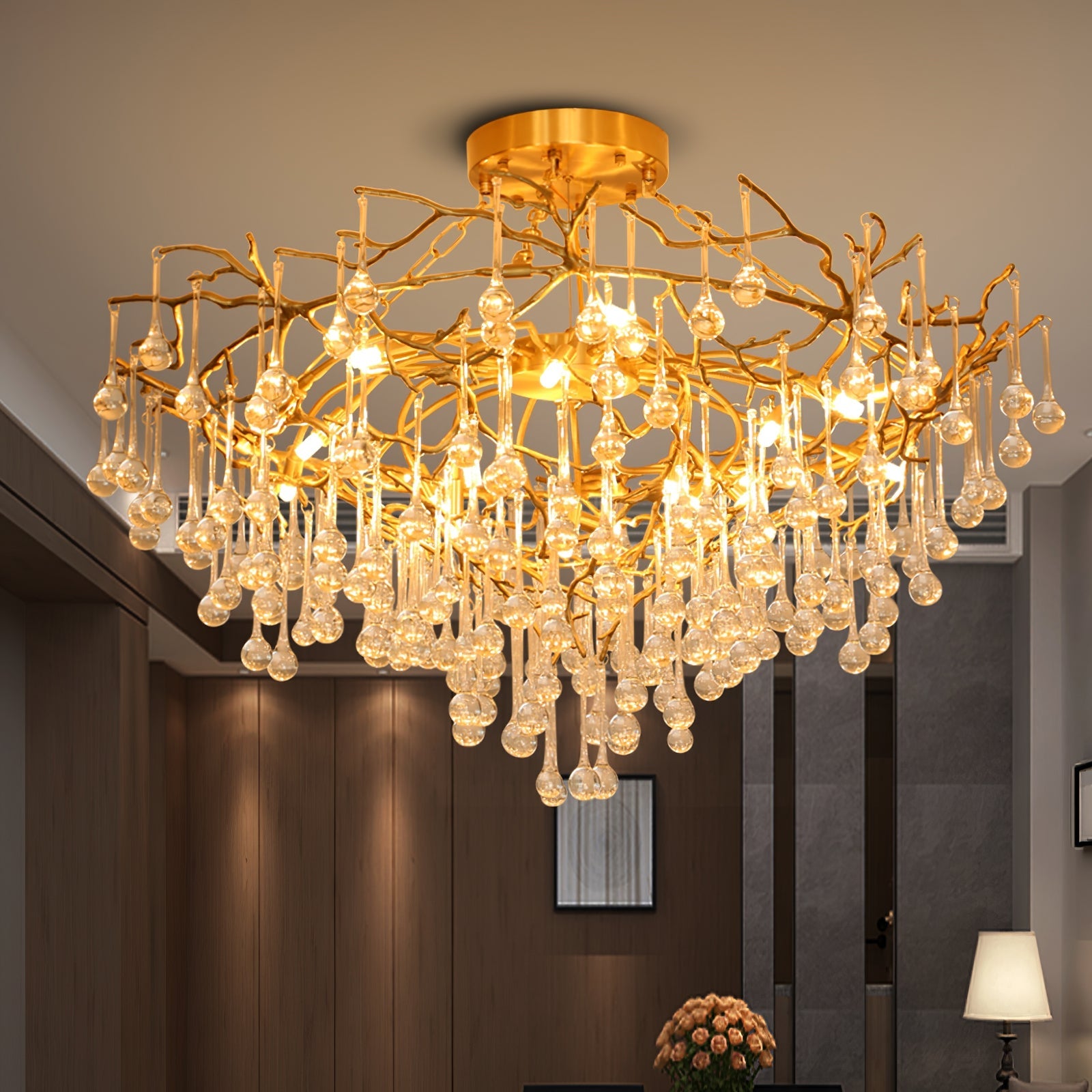 ELMSWORTH BRASS FOLIAGE CEILING LIGHT