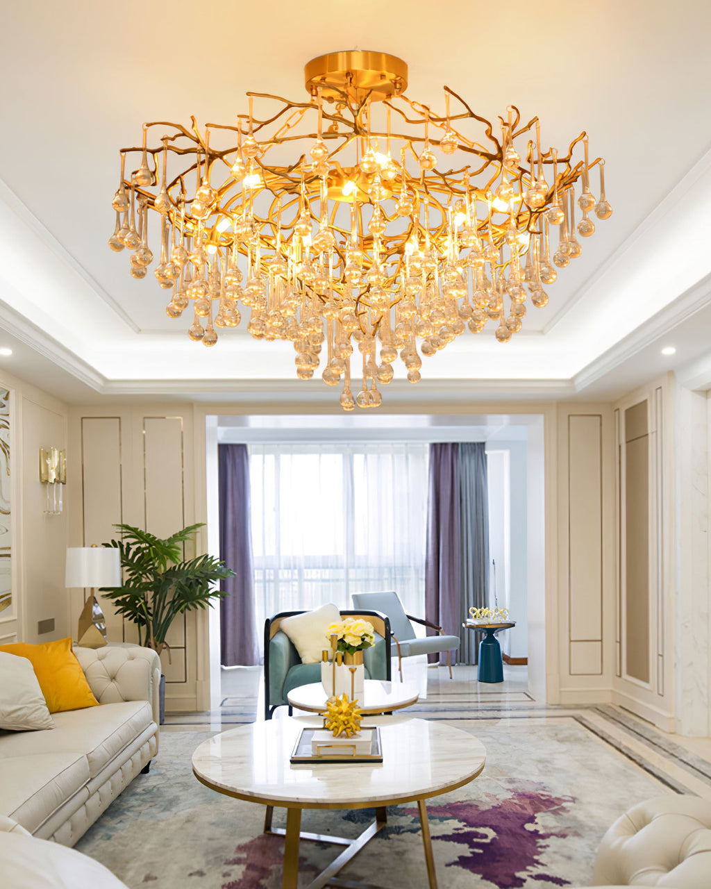 ELMSWORTH BRASS FOLIAGE CEILING LIGHT