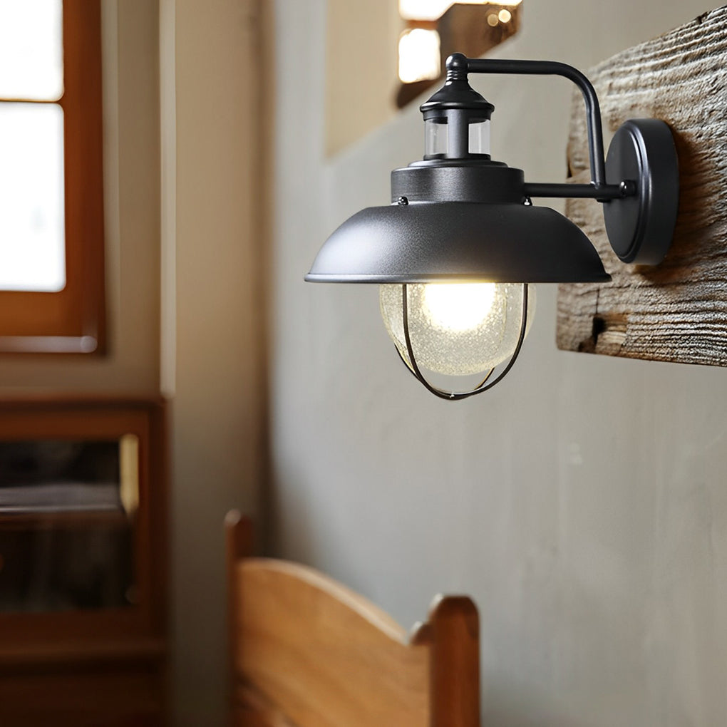 BRISTOL HARBOR ONE-BULB METAL CAGE OUTDOOR WALL LANTERN