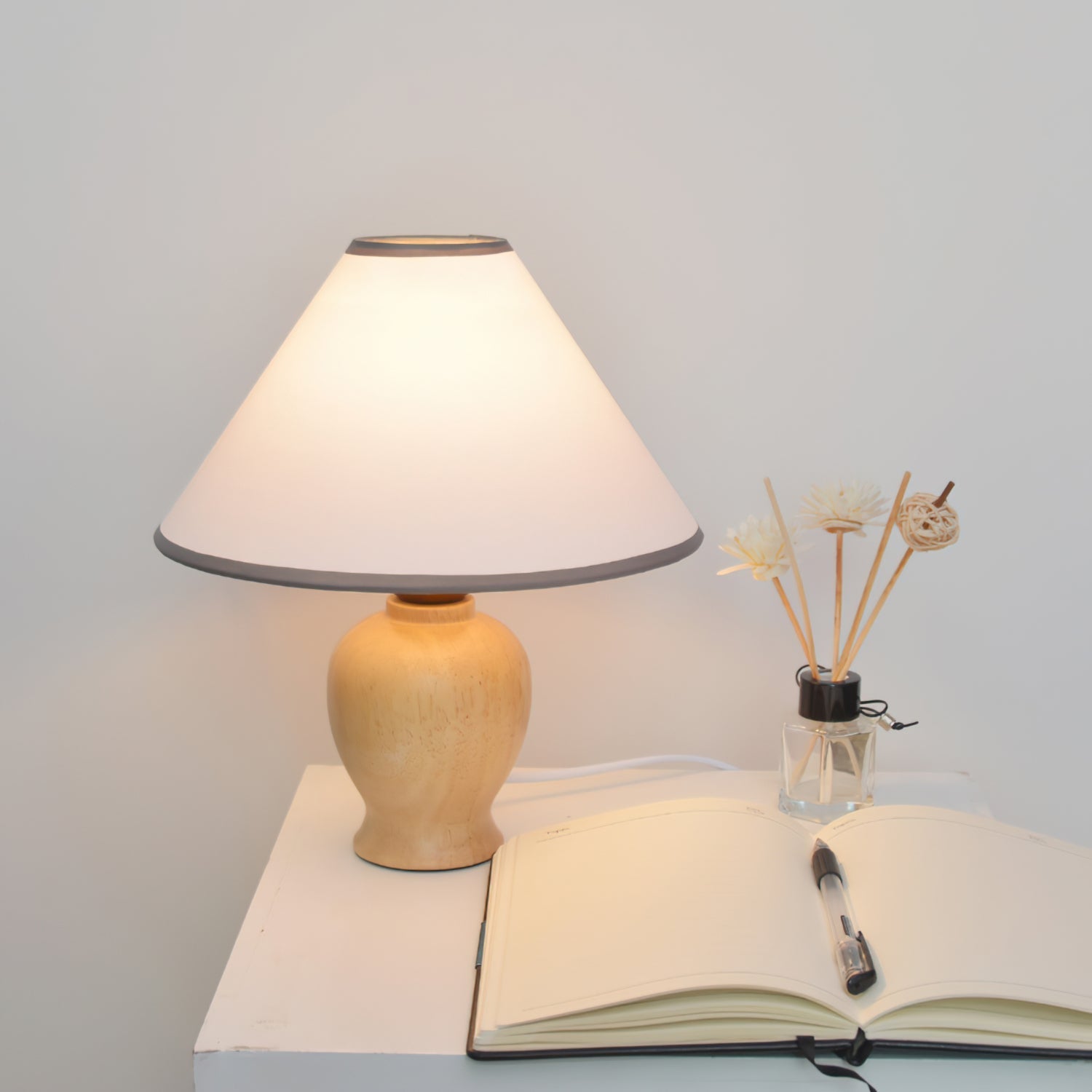 ELMSWORTH WOODEN CANOPY TABLE LAMP