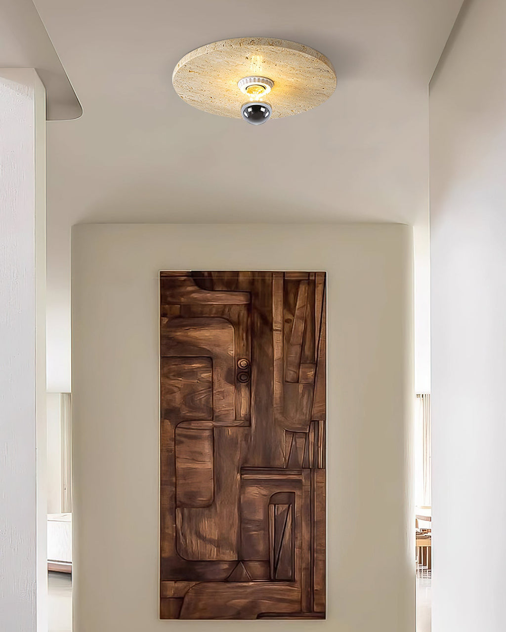 CHARLESTON TRAVERTINE DRUM LIGHTING FIXTURE