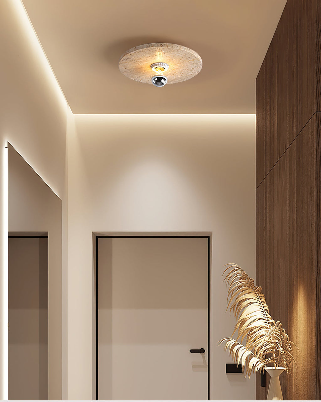 CHARLESTON TRAVERTINE DRUM LIGHTING FIXTURE