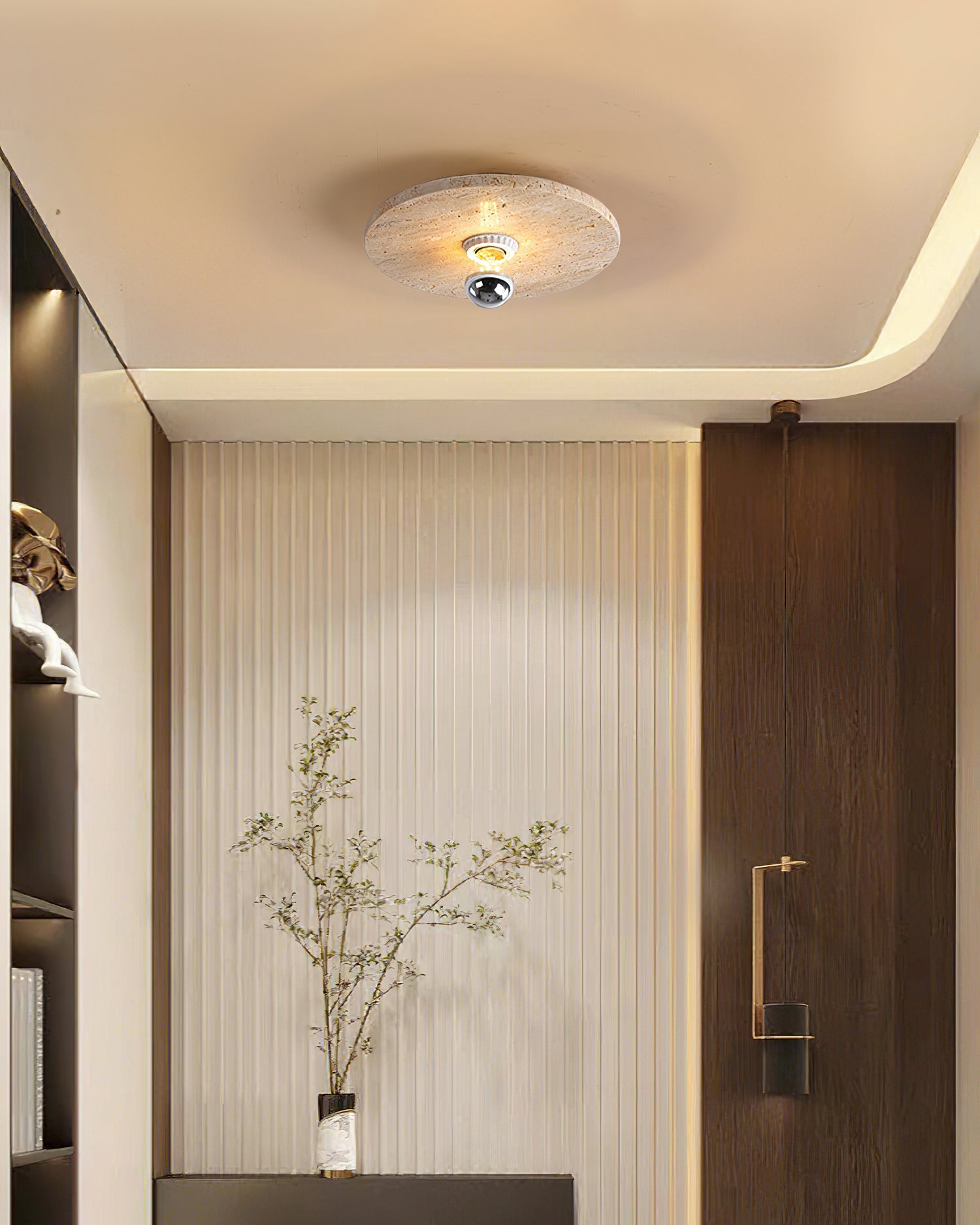 CHARLESTON TRAVERTINE DRUM LIGHTING FIXTURE