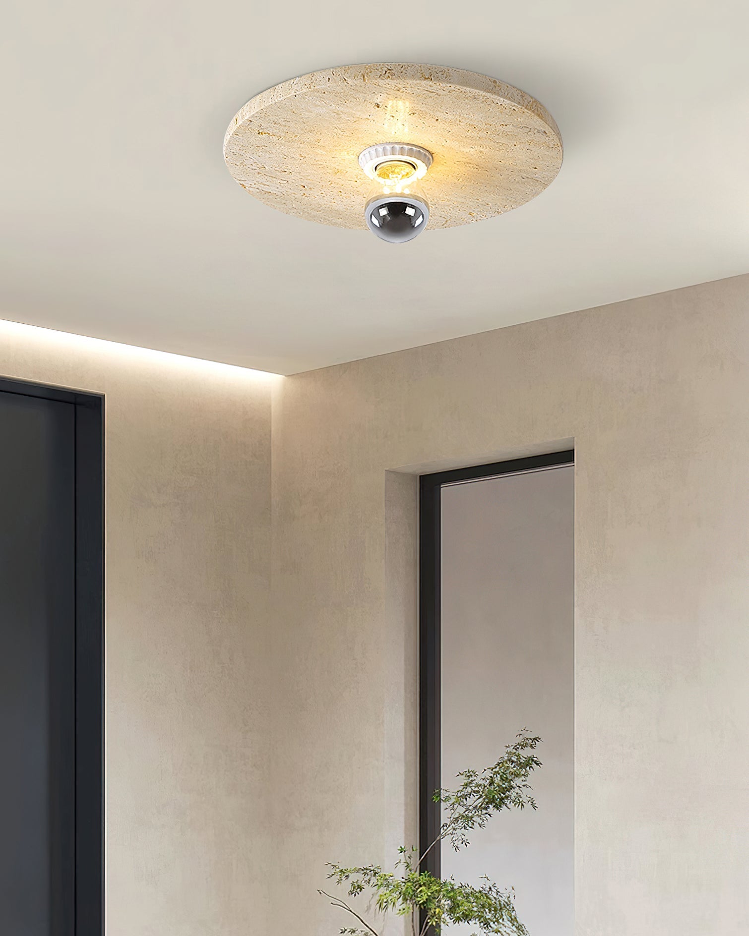 CHARLESTON TRAVERTINE DRUM LIGHTING FIXTURE