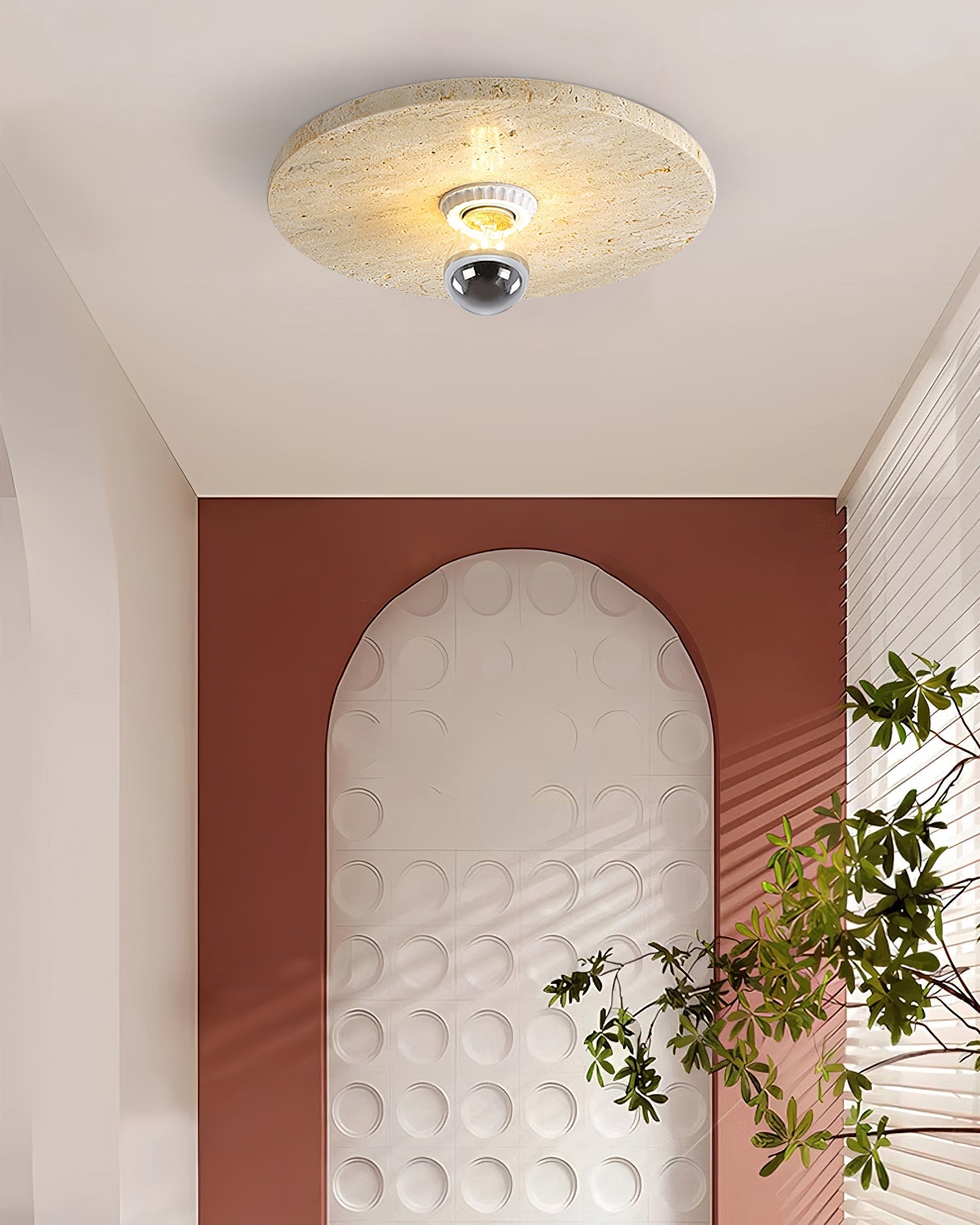 CHARLESTON TRAVERTINE DRUM LIGHTING FIXTURE