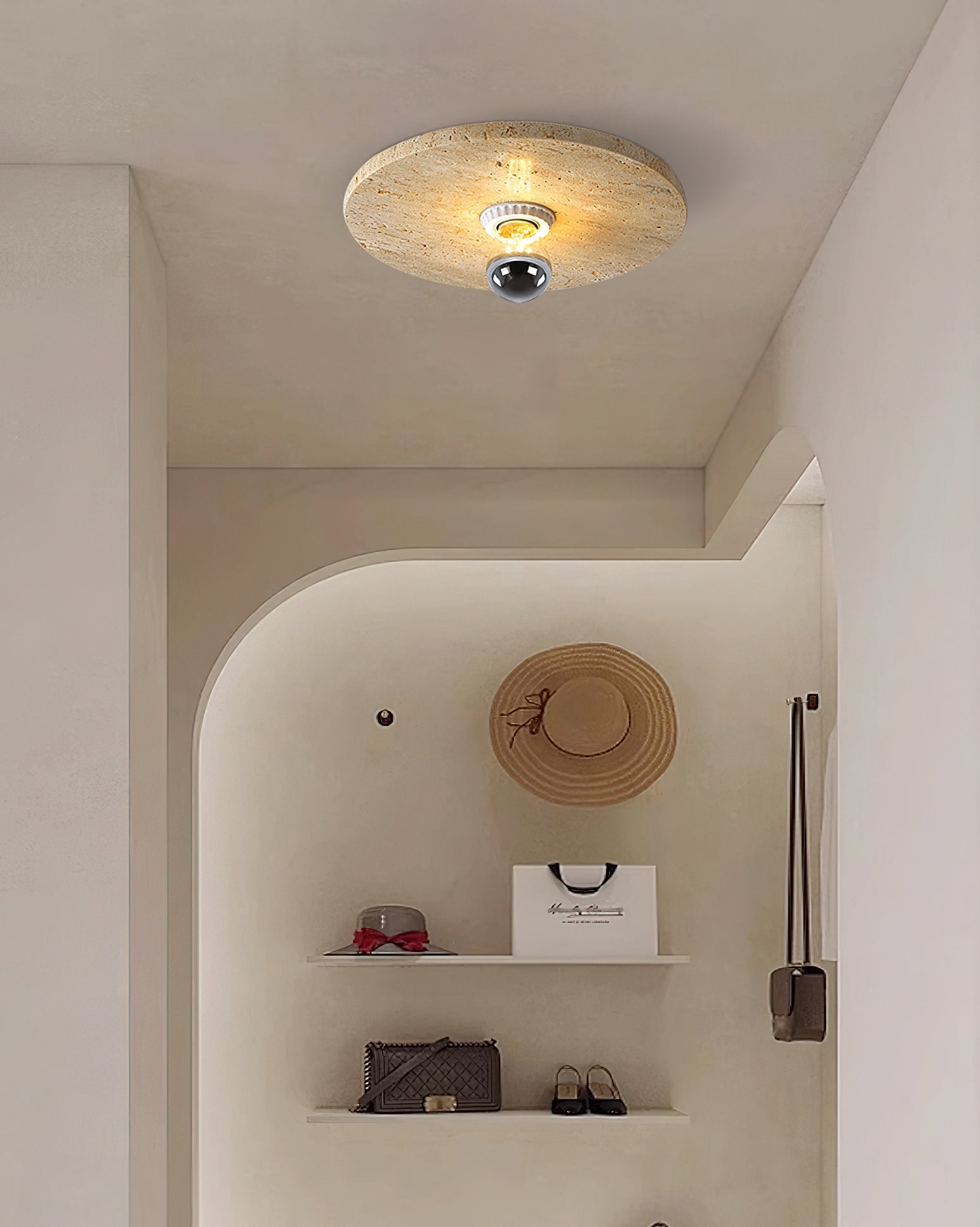 CHARLESTON TRAVERTINE DRUM LIGHTING FIXTURE