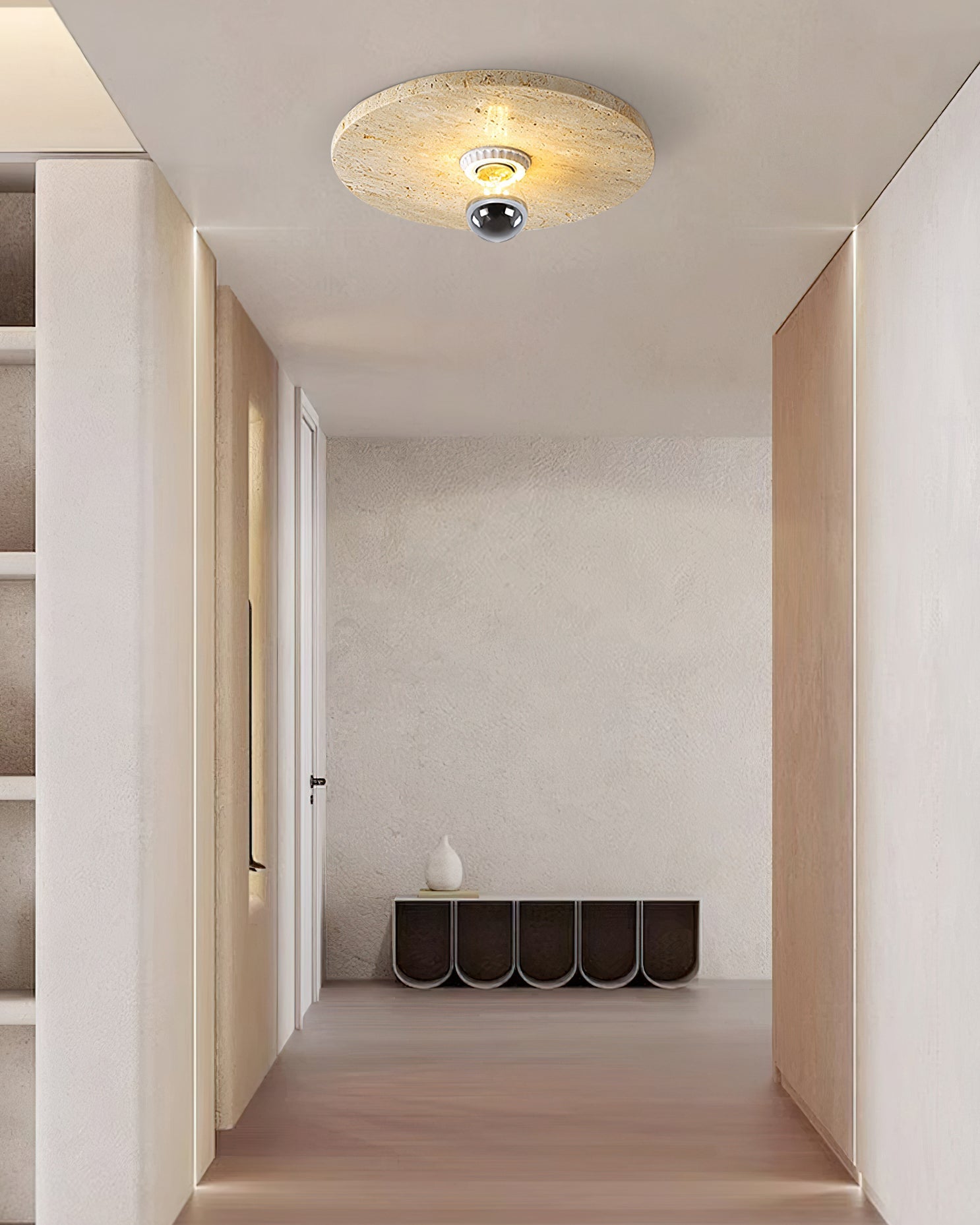 CHARLESTON TRAVERTINE DRUM LIGHTING FIXTURE