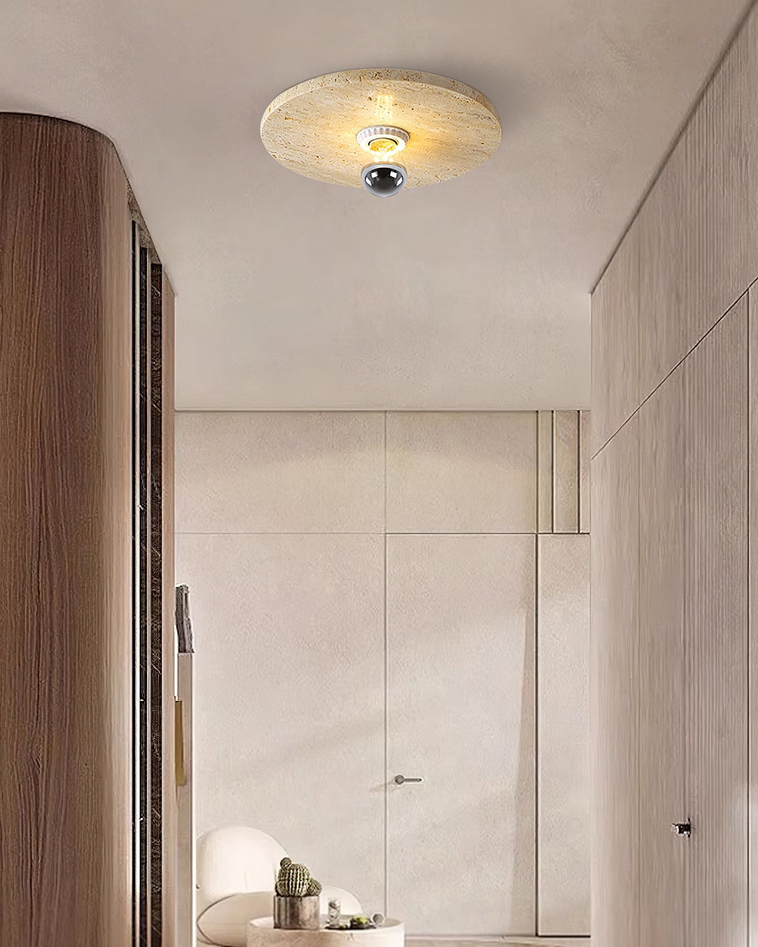 CHARLESTON TRAVERTINE DRUM LIGHTING FIXTURE