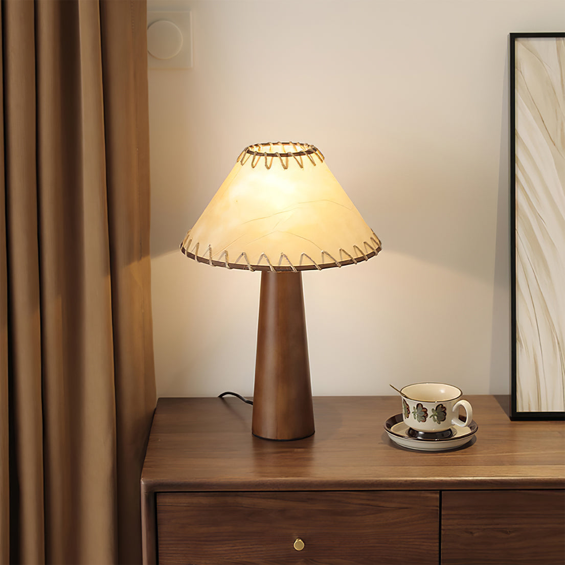 HEATHCLIFF RUSTIC WOODEN TABLE LANTERN