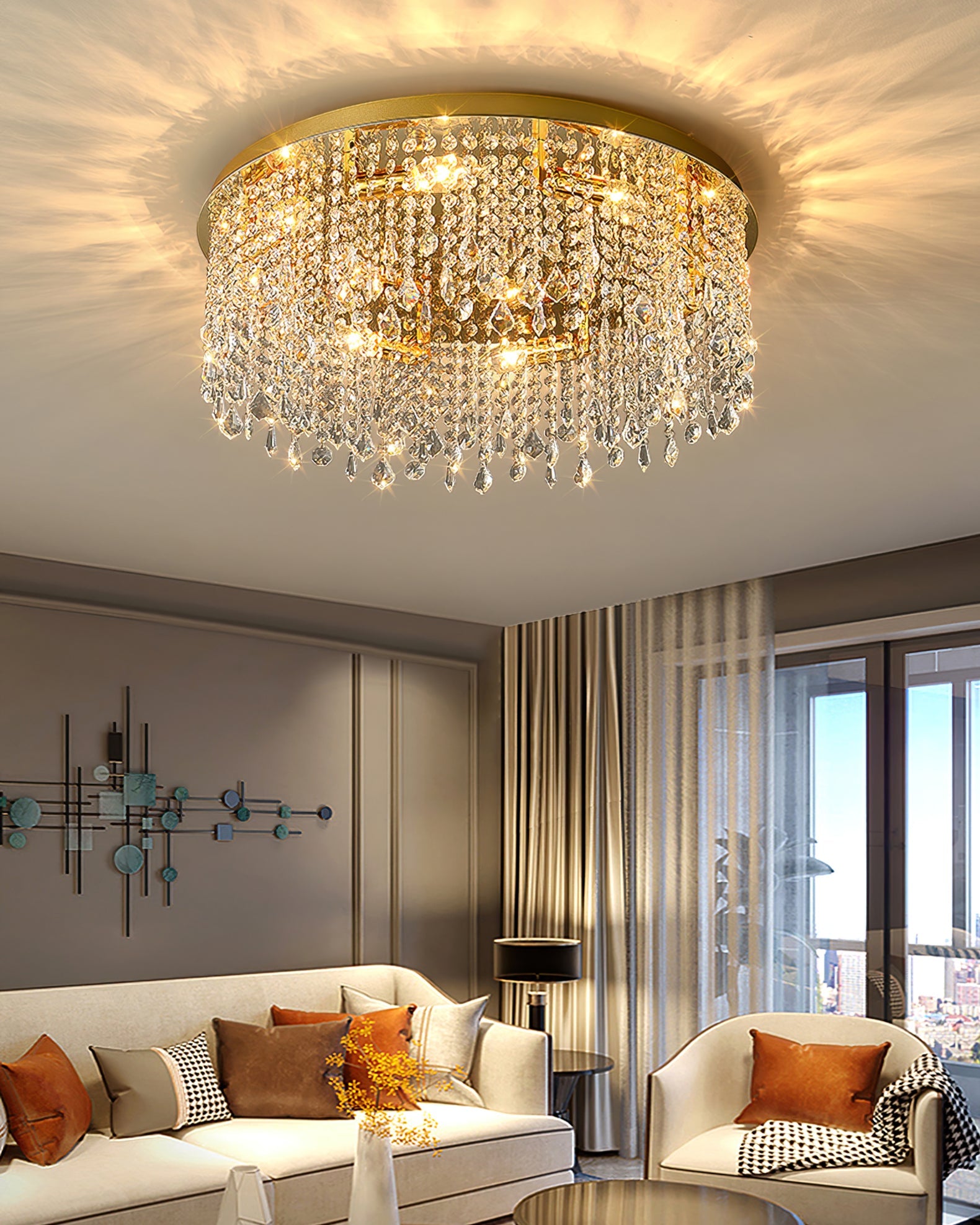 RAVENHURST CRYSTAL DRUM LIGHT FIXTURE