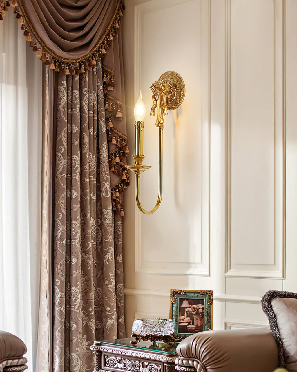 WINTHORPE ARCHING BRASS WALL SCONCE