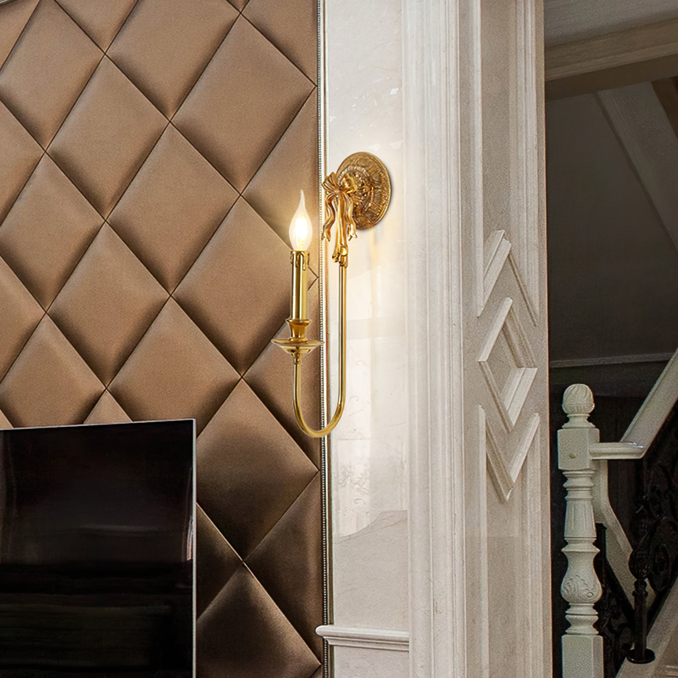 WINTHORPE ARCHING BRASS WALL SCONCE
