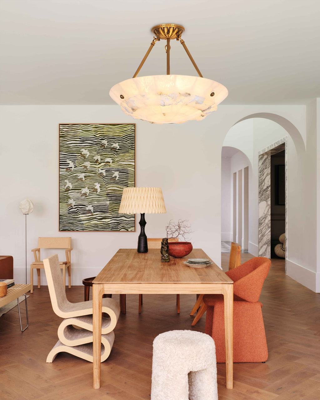 CHARLESTON IVORY GLOBE HANGING LAMP