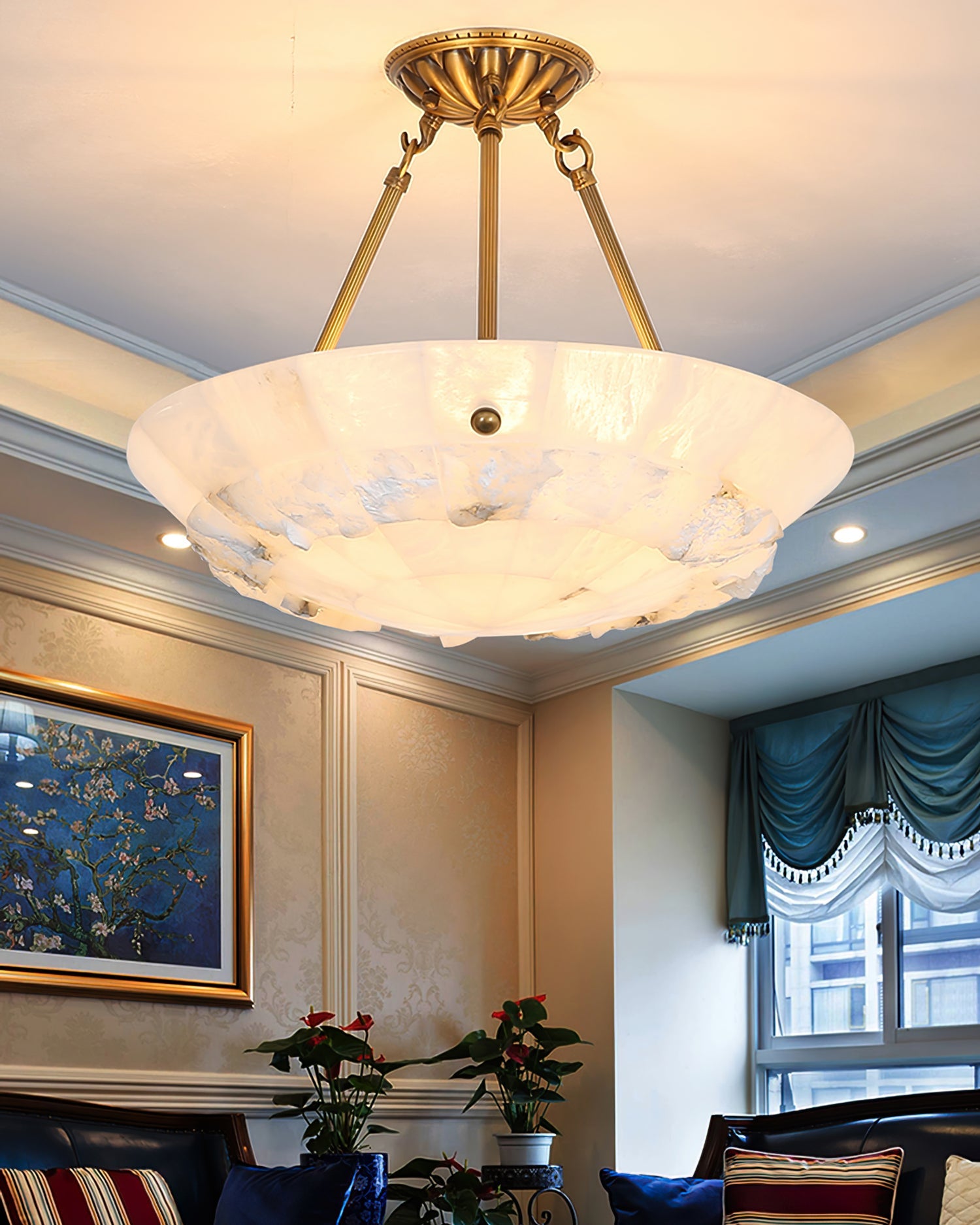 CHARLESTON IVORY GLOBE HANGING LAMP