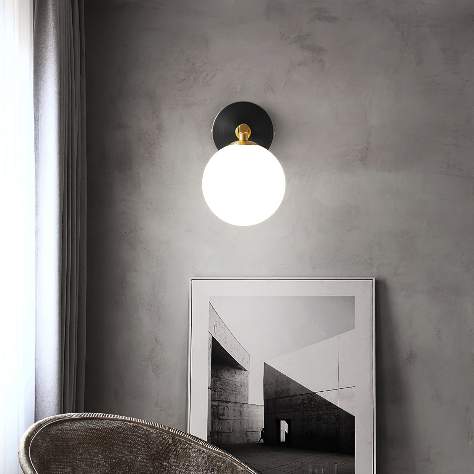 WINDSOR BRASS GLOBE WALL SCONCE