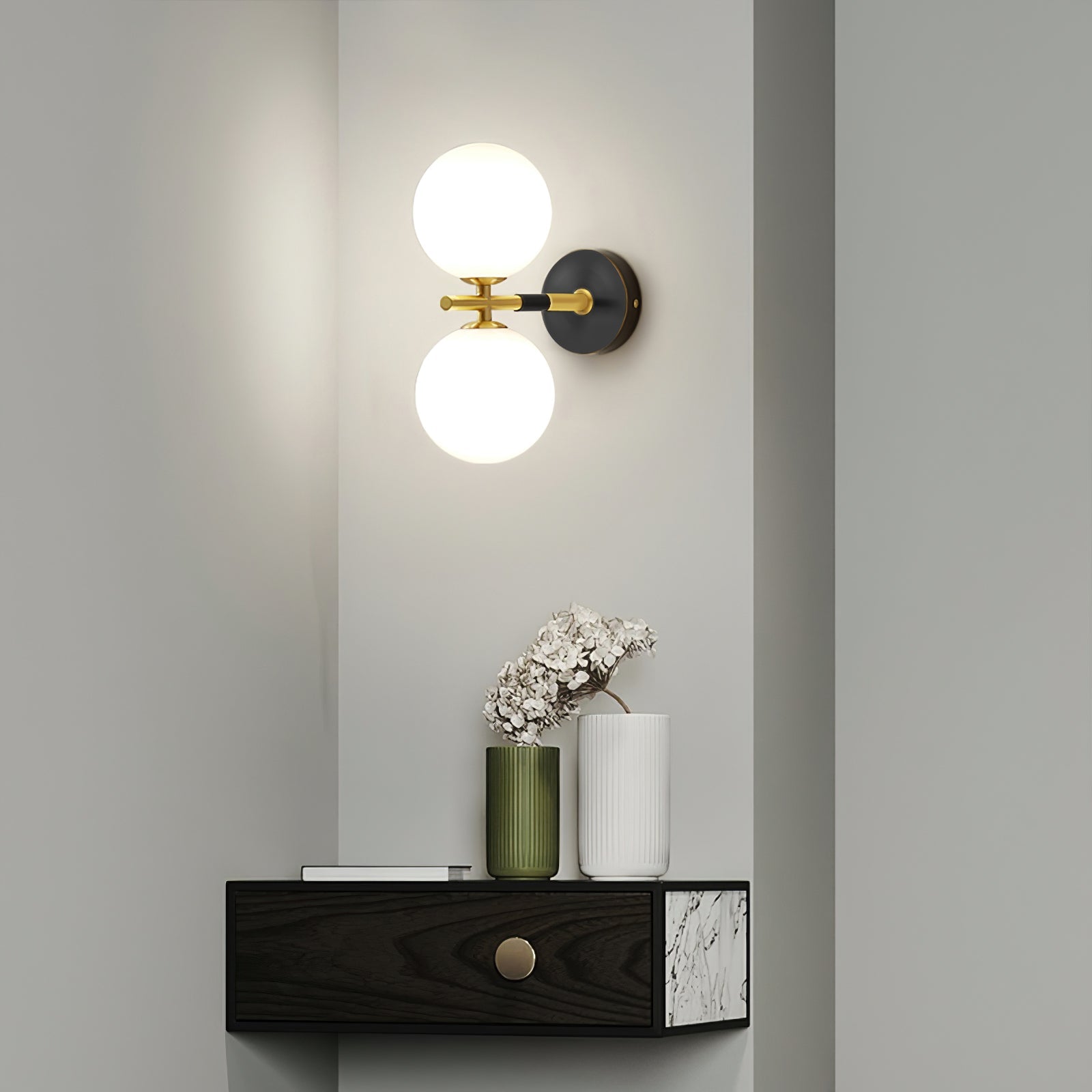 WINDSOR BRASS GLOBE WALL SCONCE
