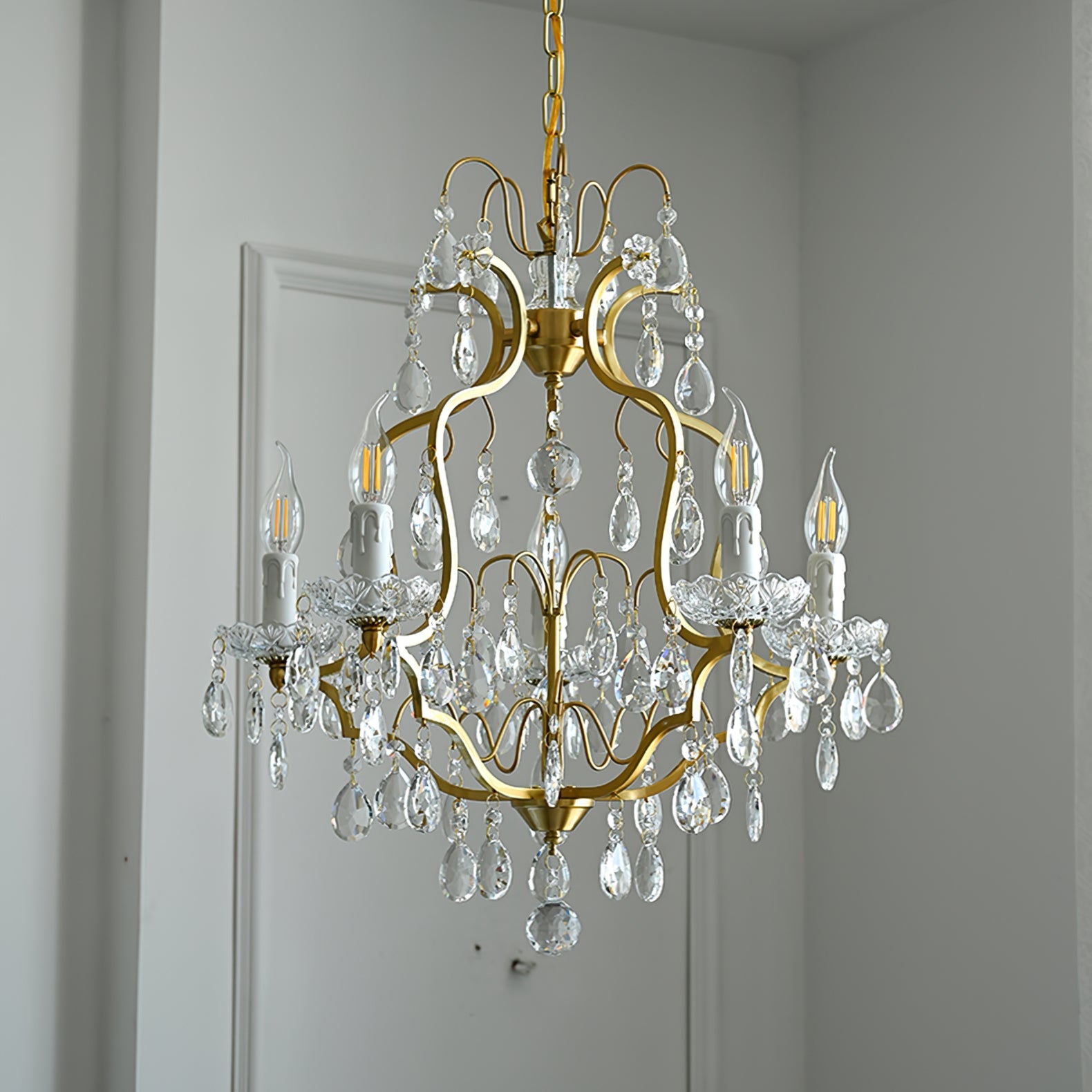 WINDSOR ORNATE BRASS TAPERED CHANDELIER
