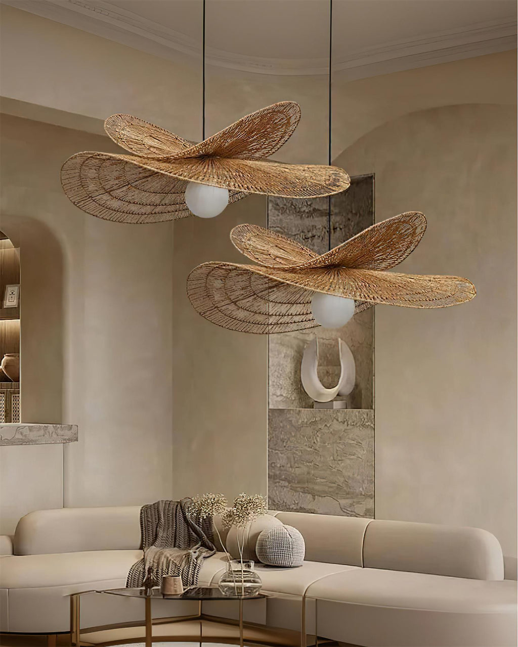 WINTERBOURNE WOVEN RATTAN CEILING LANTERN