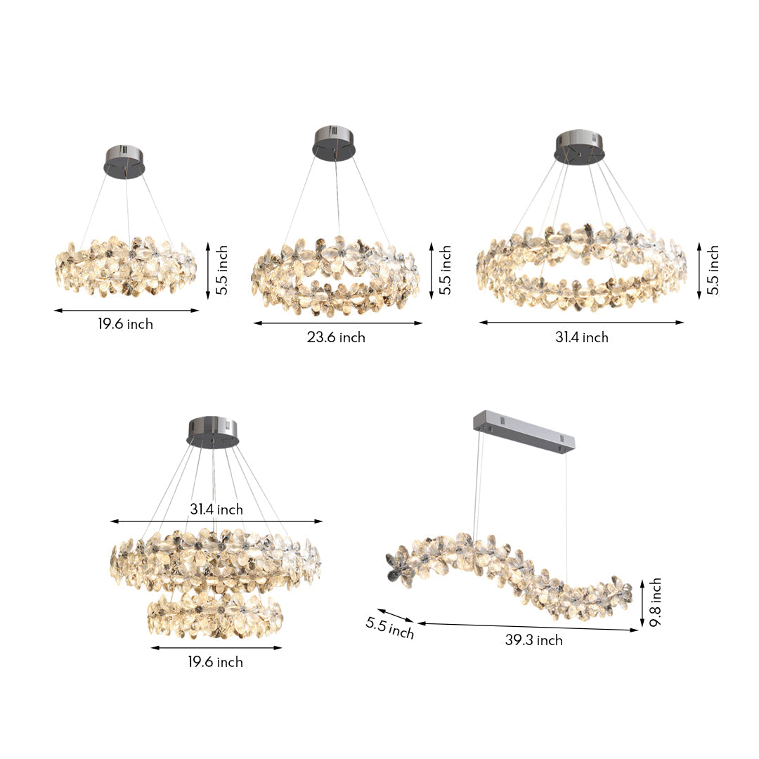 VIOLETTE FLORAL CRYSTAL CANDELABRA CHANDELIER