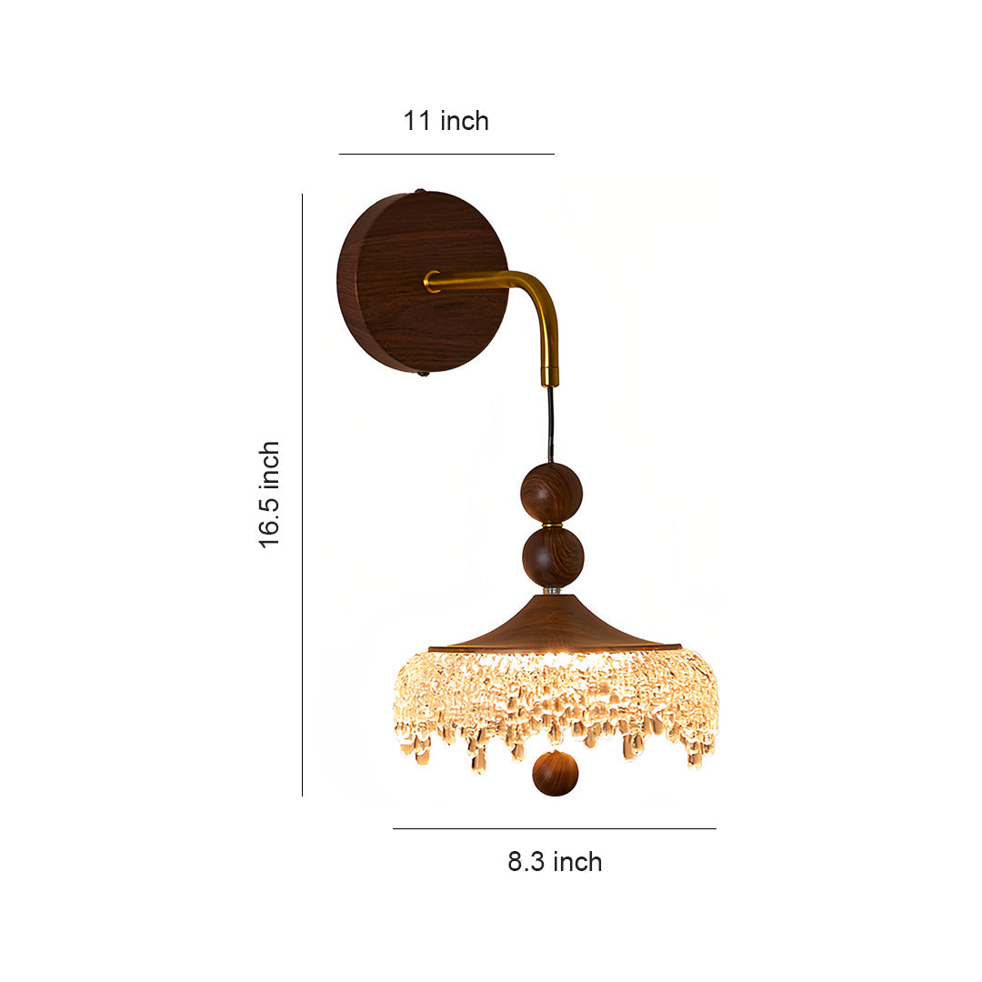 WINTHROP WALNUT WATERFALL WALL SCONCE WITH IRON FRAME
