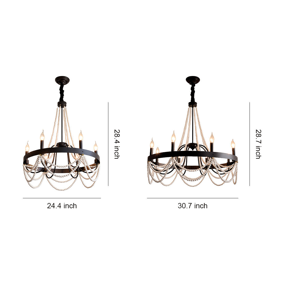 BELLEFONTE PEARL-ADORNED WROUGHT IRON CEILING LANTERN