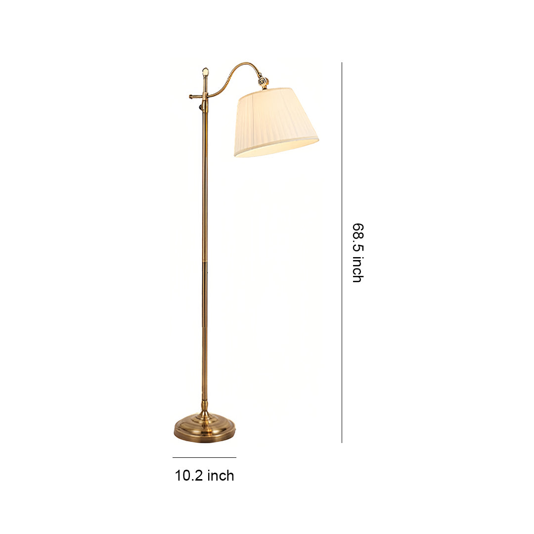 BRAMBLETON COPPER ARCHING LAMP WITH FABRIC SHADE