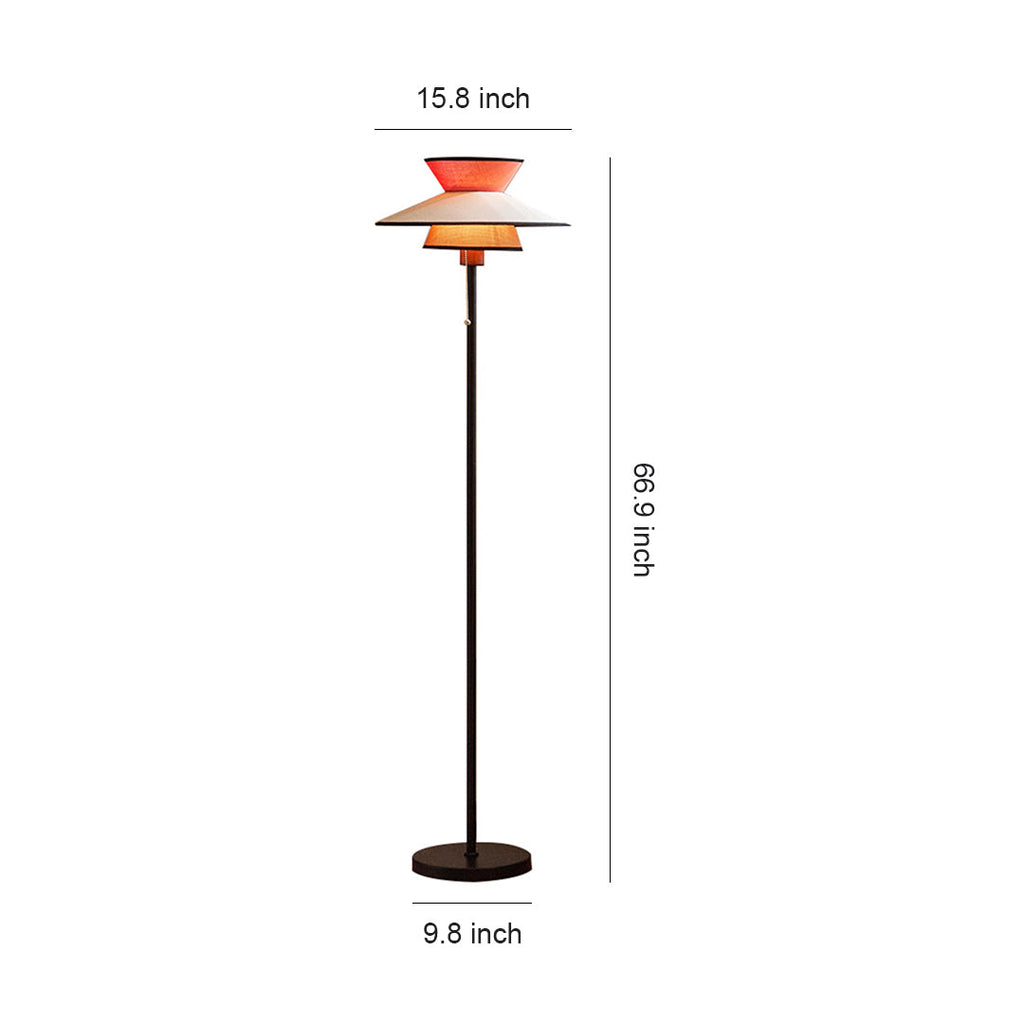 FENWICK VINTAGE PULL CHAIN FLOOR LAMP WITH TEXTILE SHADE