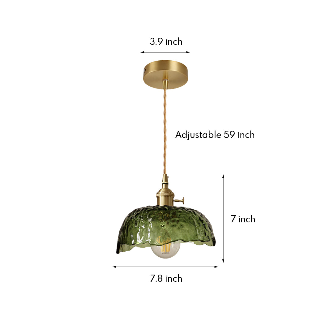 WINTERBOURNE HAMMERED GLASS AND BRASS HANGING LANTERN