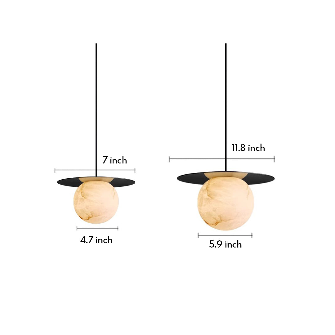 WINDSOR MARBLE ORB DINING LIGHT WITH COPPER ACCENTS