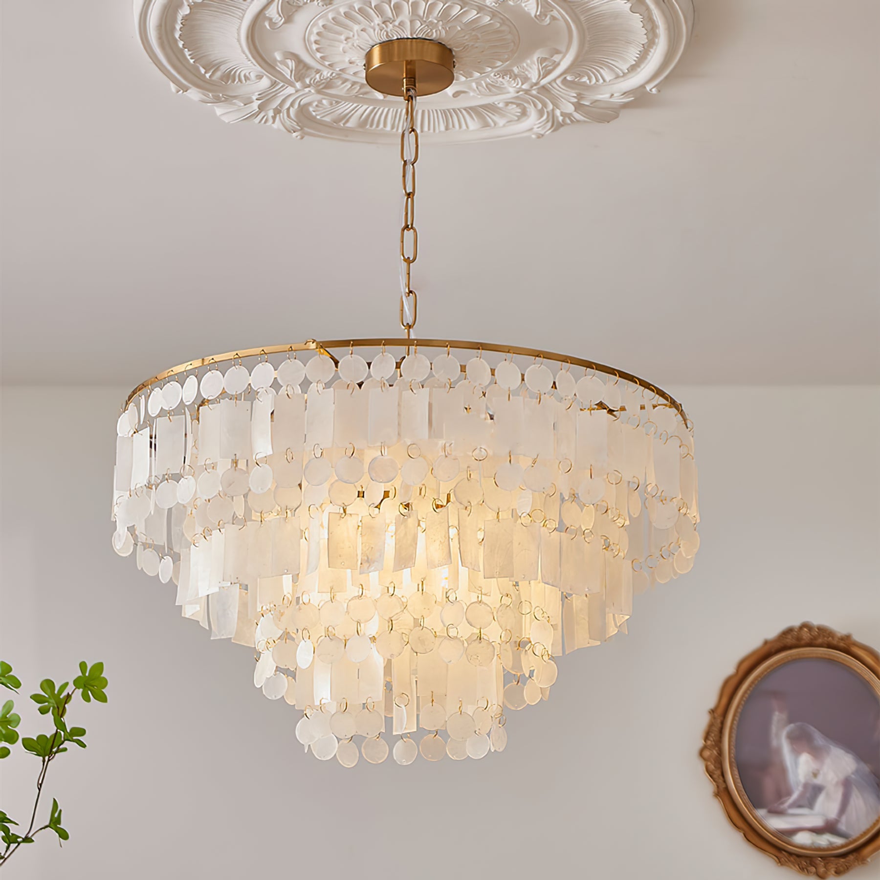 CARLETON CAPIZ FLEUR CHANDELIER