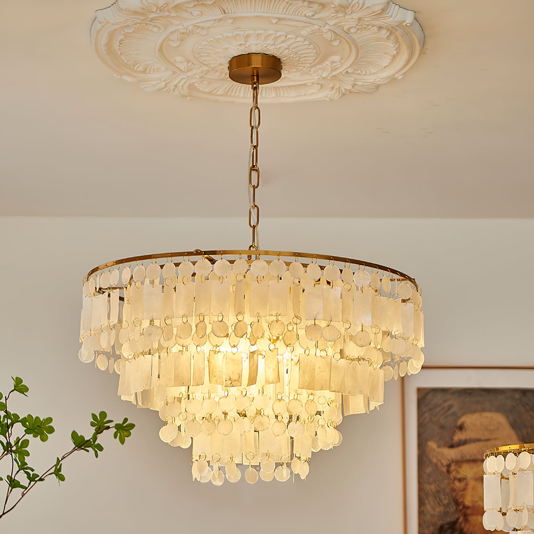 CARLETON CAPIZ FLEUR CHANDELIER